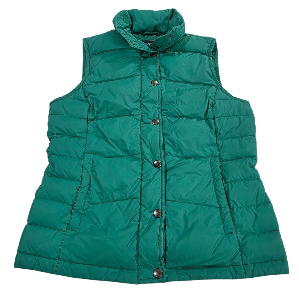 Lands' End Puffer Vest Quilted Sleeveless Full Zip Green XS Lightweight Outdoors